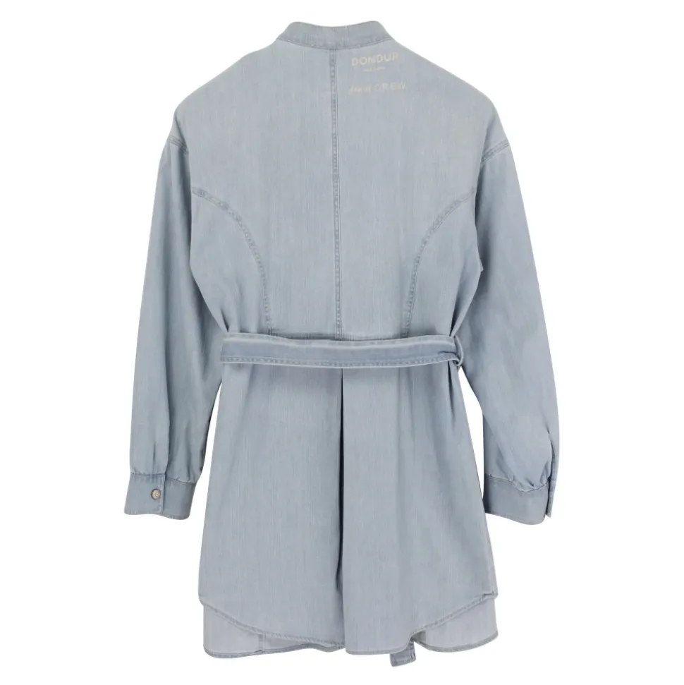 Abito in denim chiaro con cintura a fascia rimovibile