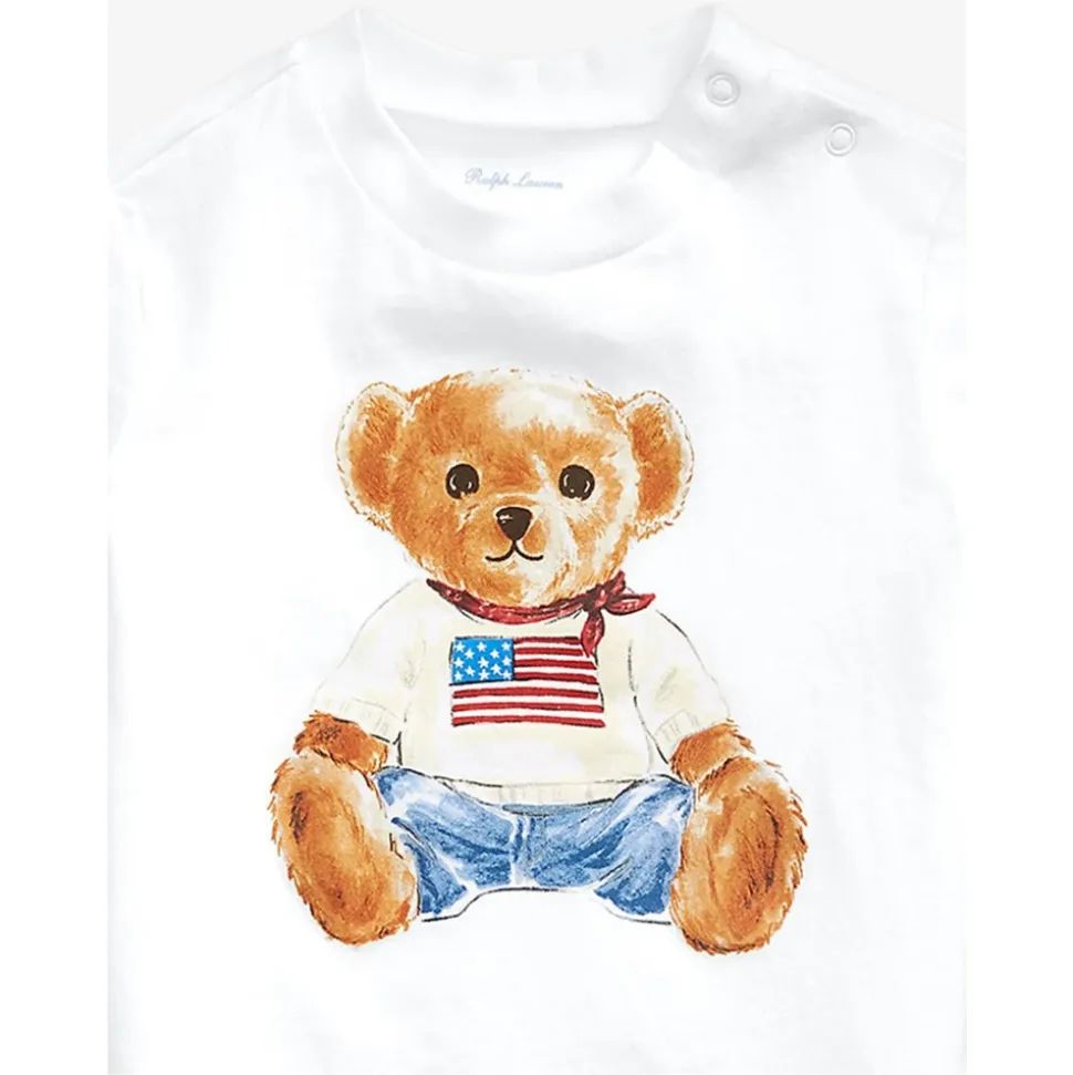 Baby Gutter Polo Bjørn T-skjorte i Hvit