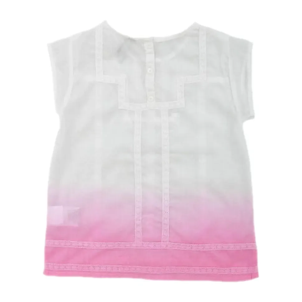 Barn Kina Bluse, Kortermet, Hvit/Rosa