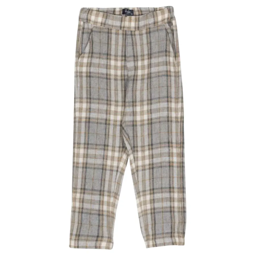 Barn Rutete Slip-On Bukse med Elastisk Midje