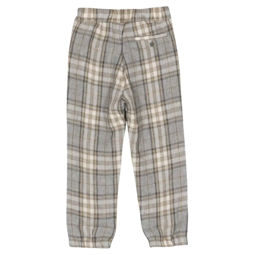 Barn Rutete Slip-On Bukse med Elastisk Midje