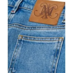 Barn Wide Cropped Blå Denim Jeans