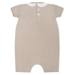 Beige Bomull Romper med Rysjer