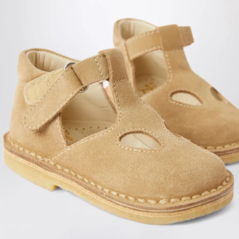 Beige Flate Sko med Spenne Lukking