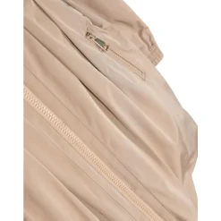 Beige Lang Twill Polyester Jakke