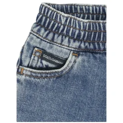 Blå Denim Gutt Bukser Elastisk Midje
