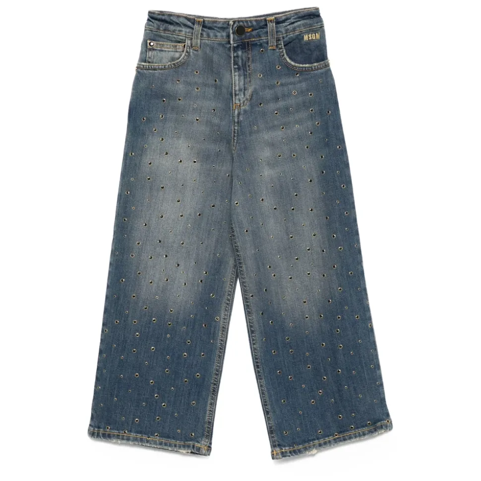 Blå Denim Studded Bukser