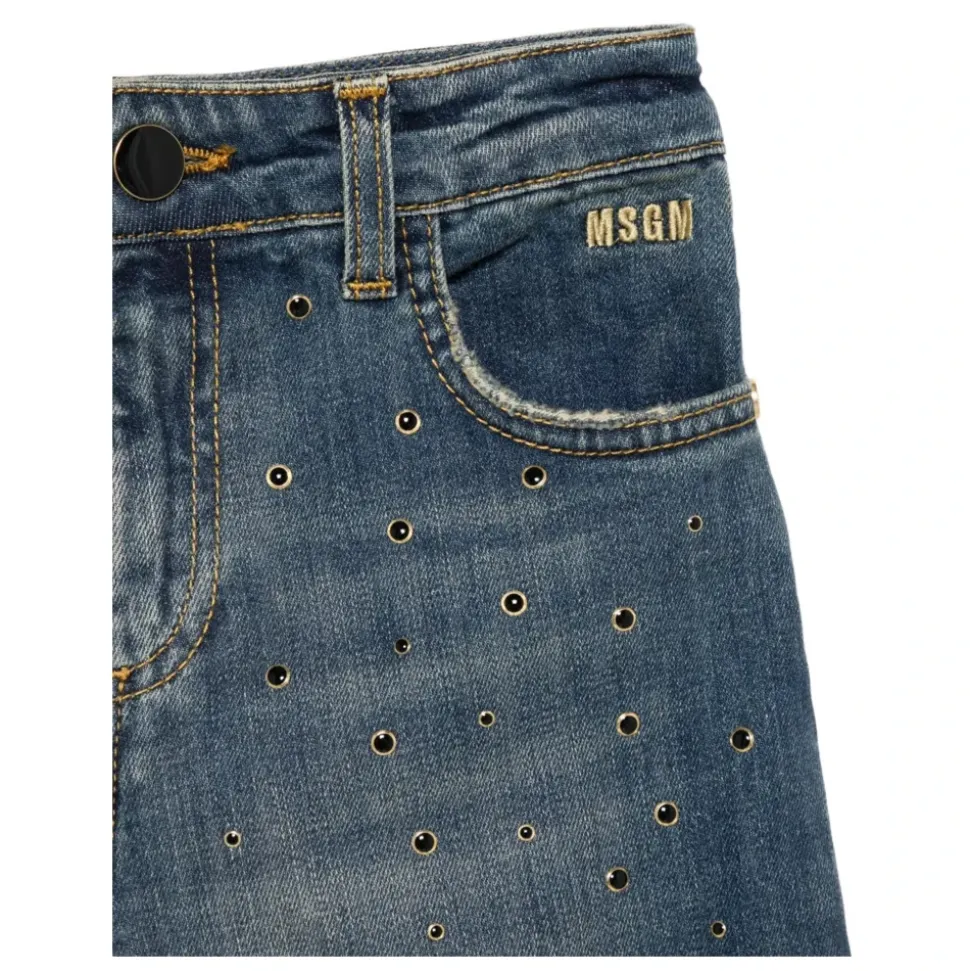 Blå Denim Studded Bukser