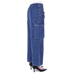 Blå glidelås jeans med lommer