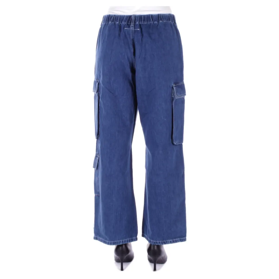 Blå glidelås jeans med lommer