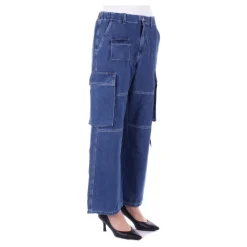 Blå glidelås jeans med lommer