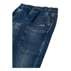 Blå Jeans med Frontknappelukking