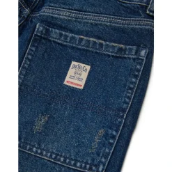 Blå Jeans med Frontknappelukking