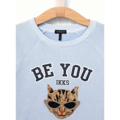 Blå Leopard Brodert Sweatshirt