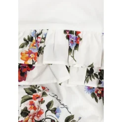 Blomsterbukett-trykt jersey- og poplin-romper