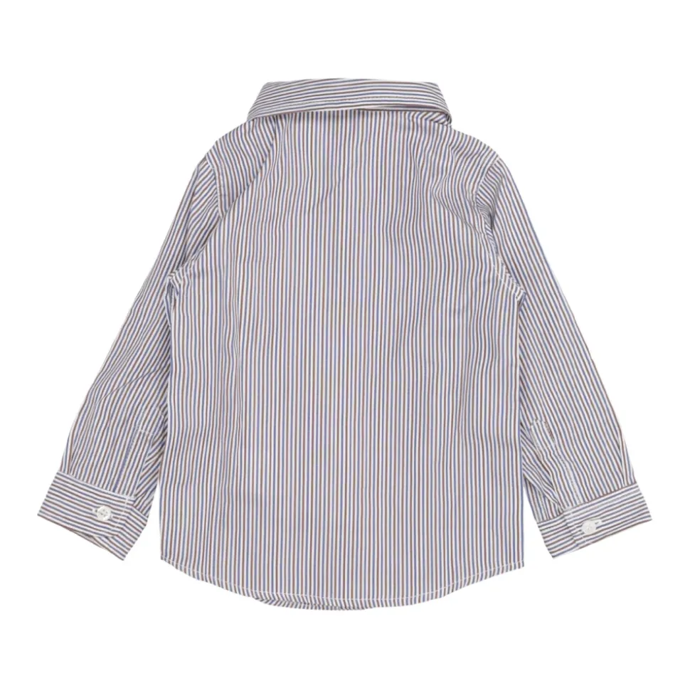 Blåstripet bomulls poplin skjorte