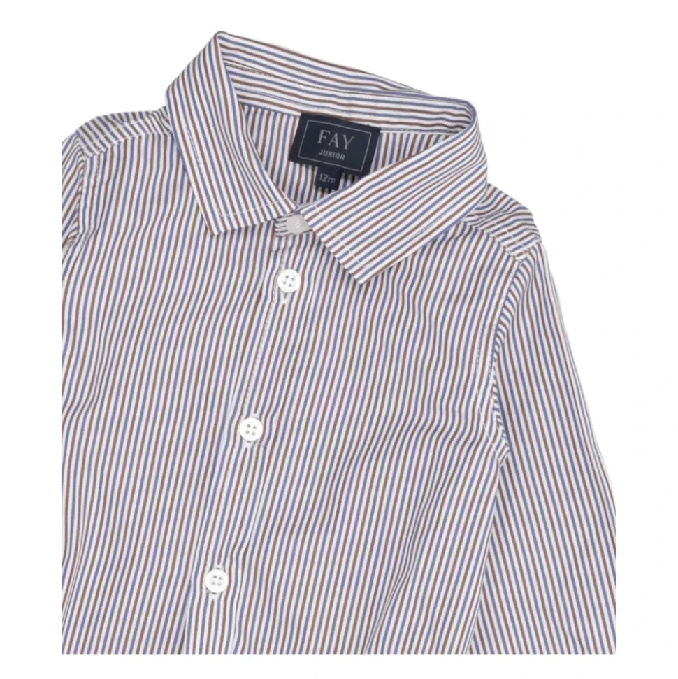 Blåstripet bomulls poplin skjorte