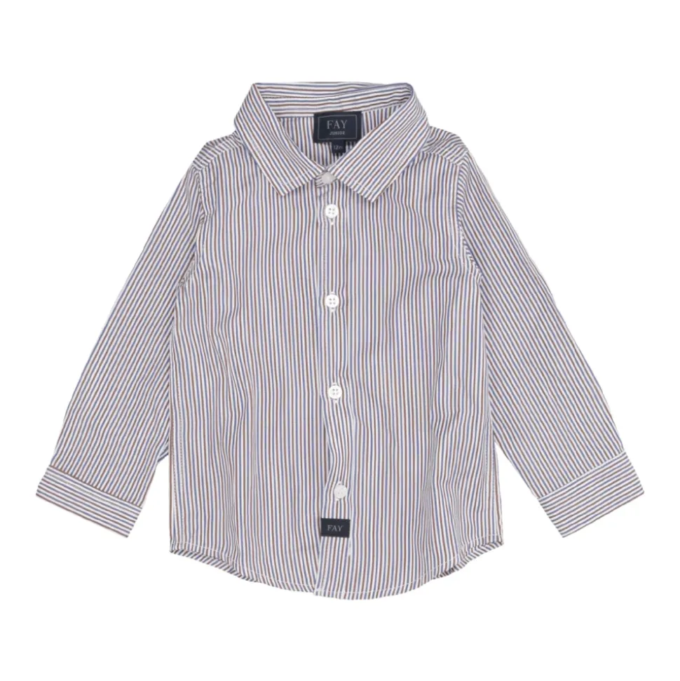 Blåstripet bomulls poplin skjorte
