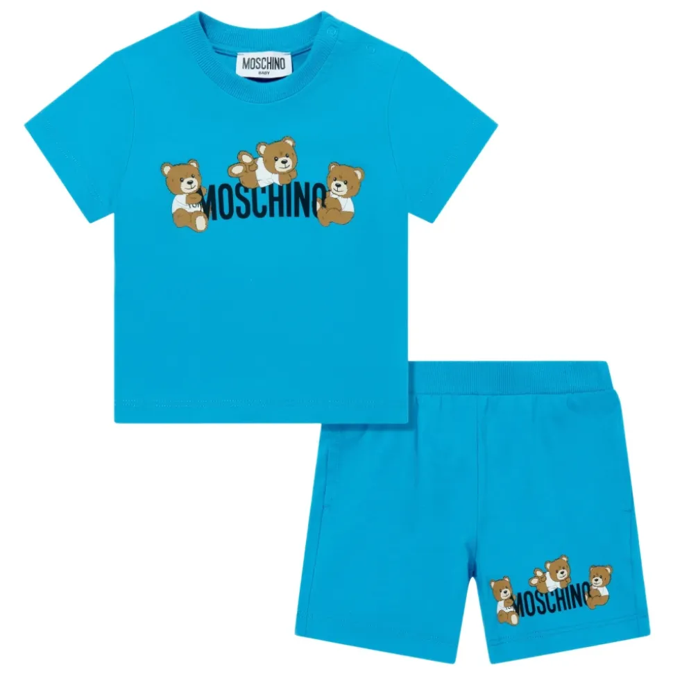 Blå Teddybjørn Logo Shortssett