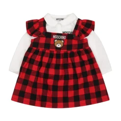 Bomull Babysett med Tartan Overalls og Skjorte