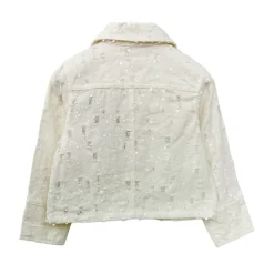 Bomullsjakke med denim-effekt og paljetter