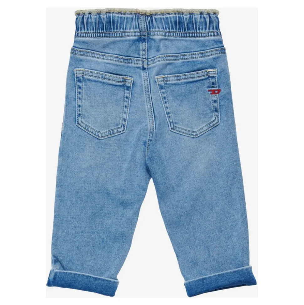 Bomullsjeans med elastisk midje og mansjetter