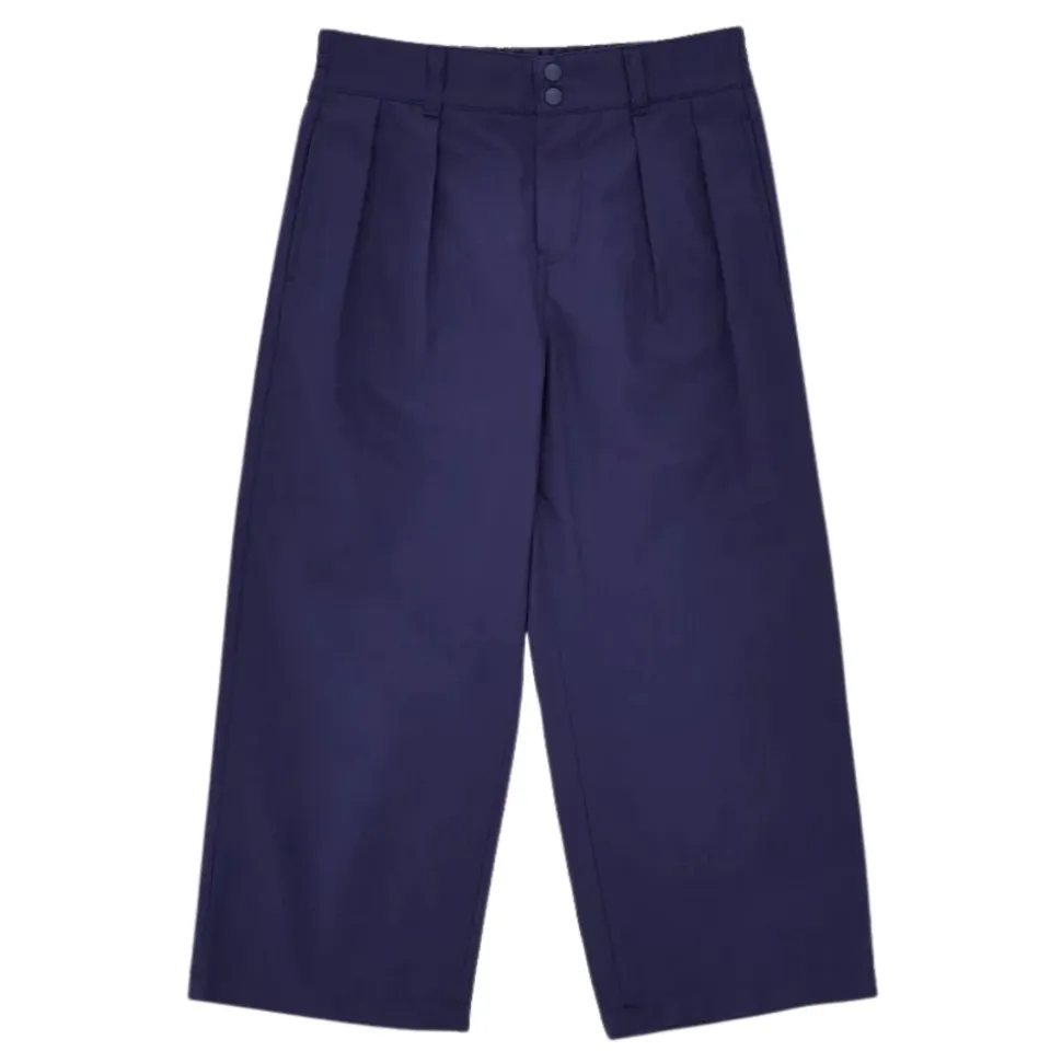 Bomulls Poplin Plisserte Bukser