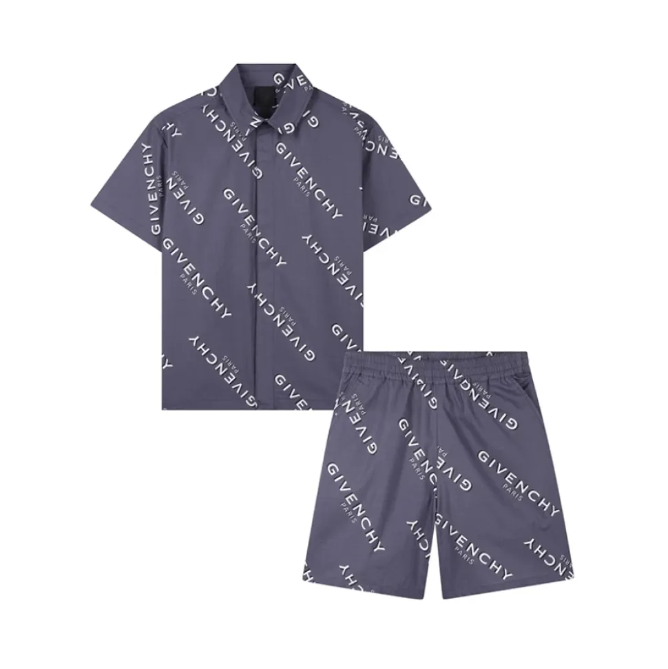 Bomullssett med logo-skjorte og shorts