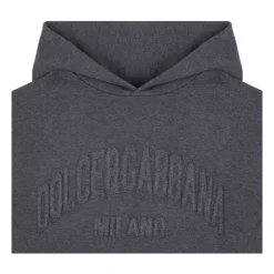 Brodert-Logo Hettegenser i Melange Grå