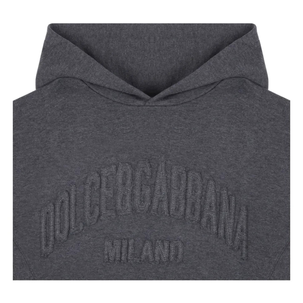 Brodert-Logo Hettegenser i Melange Grå