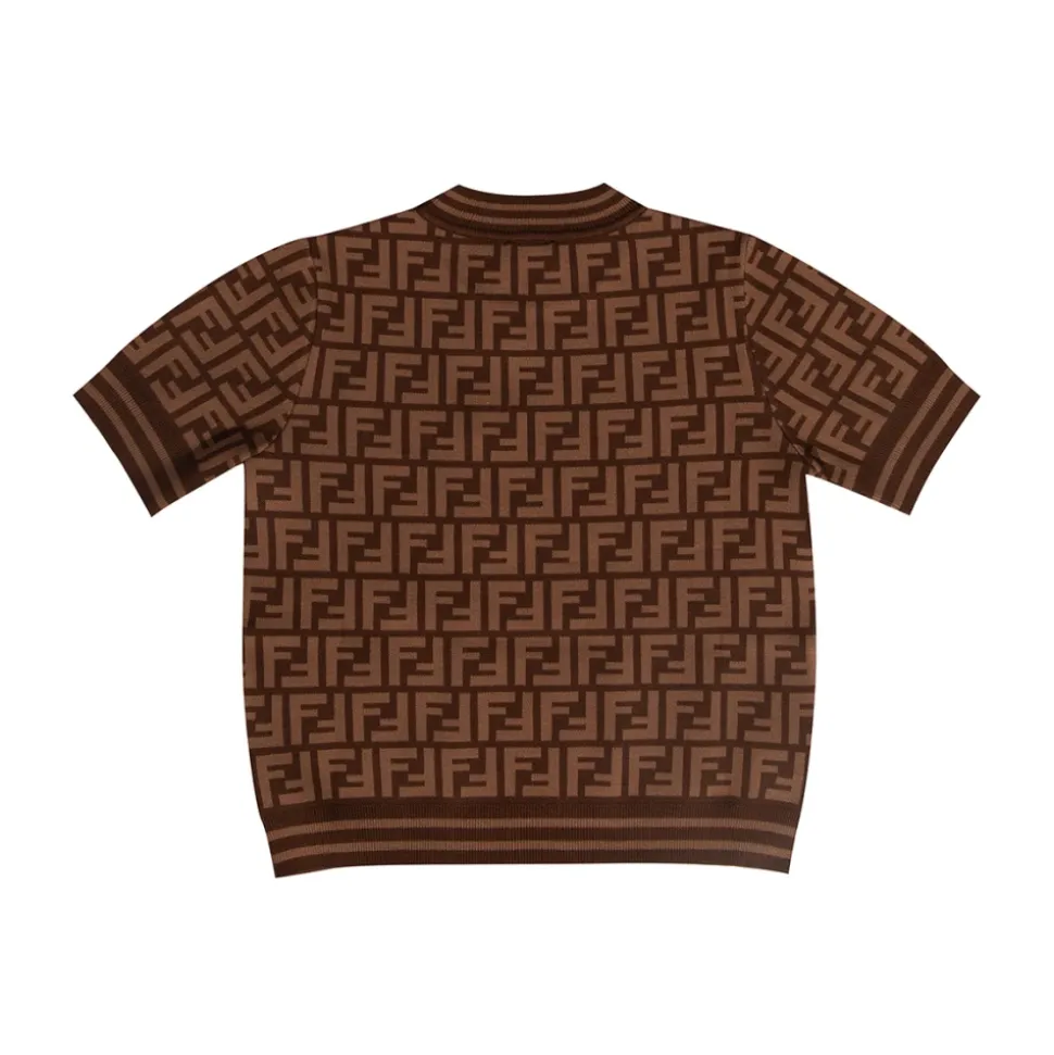 Brun Crewneck-topp med gresk nøkkelmønster