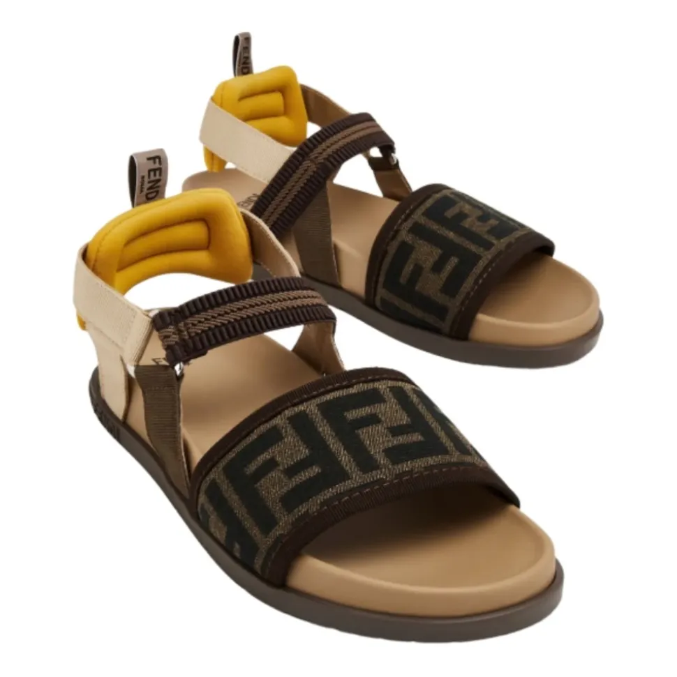 Brune juniorsandaler med FF-logo