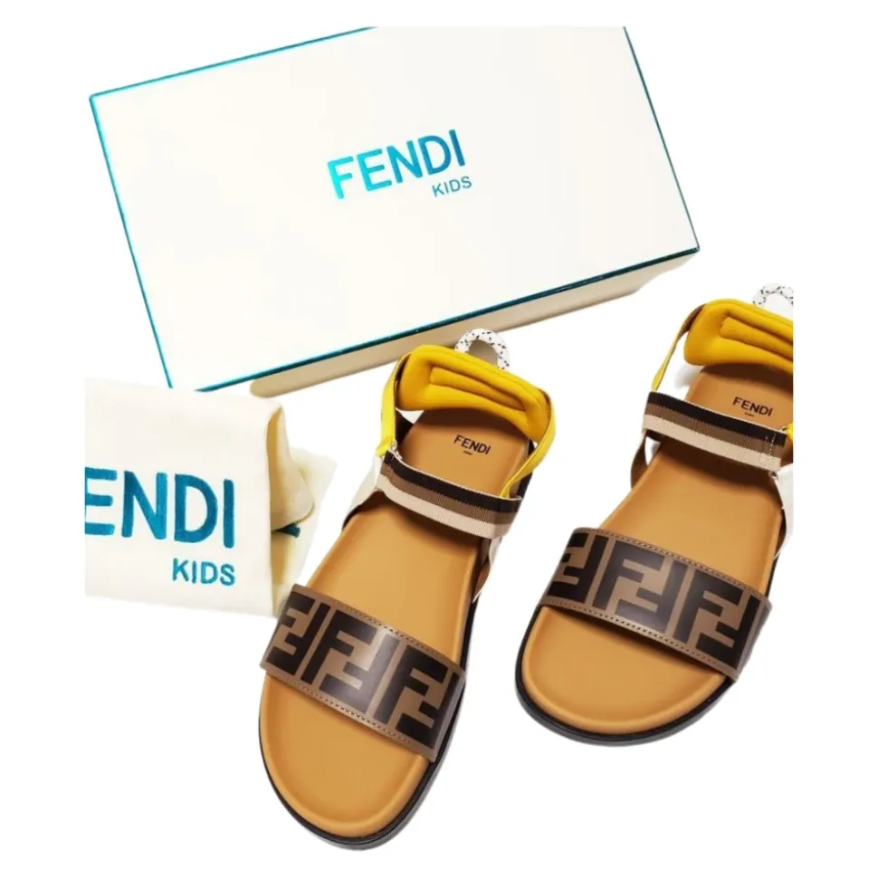 Brune juniorsandaler med FF-logo