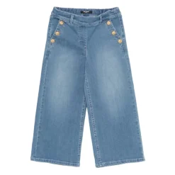 Button-Front Wide-Leg Jeans