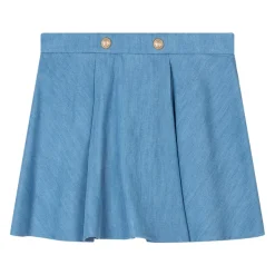 Button Pleated Skirt
