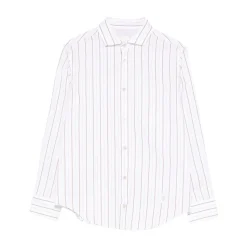 Camicia a righe con logo sul fondo