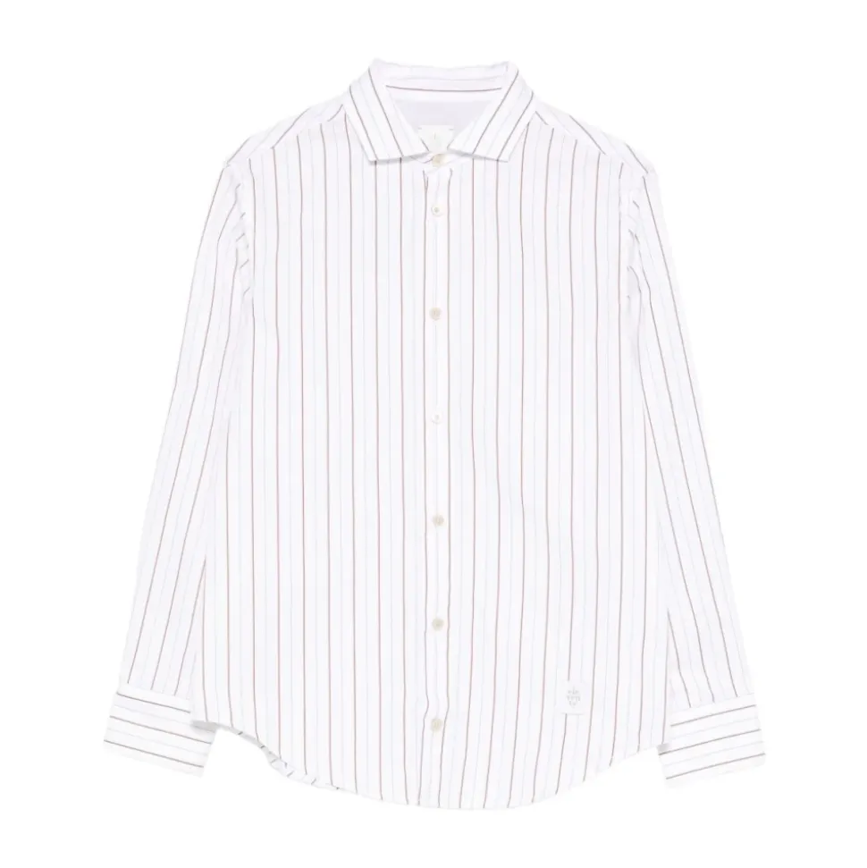 Camicia a righe con logo sul fondo