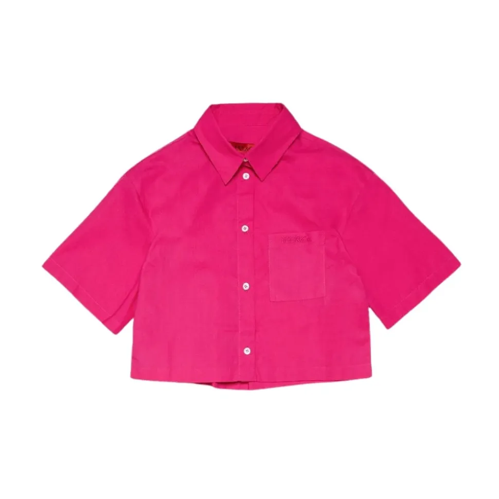 Camicia in cotone con logo ricamato sul petto