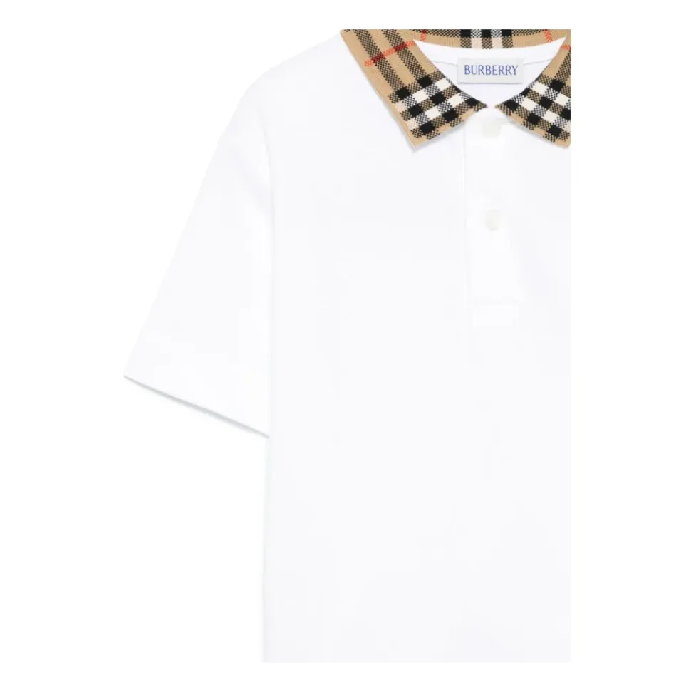 Check Collar Cotton Polo Shirt