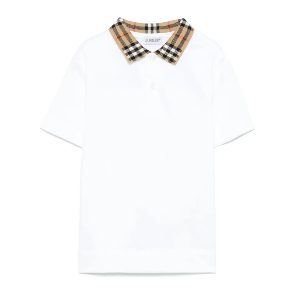 Check Collar Cotton Polo Shirt