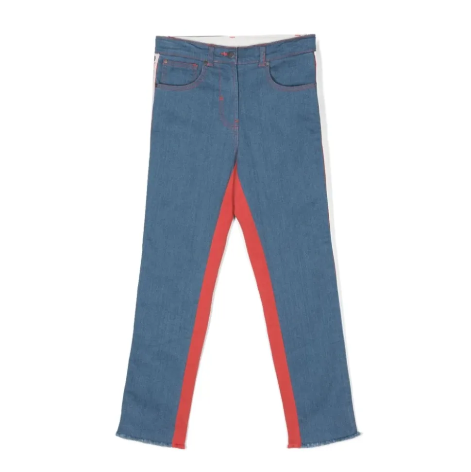 Colour-Blocked Logo Tape Jeans