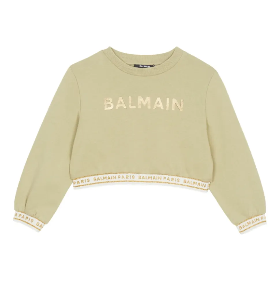 Cropped genser med strikk