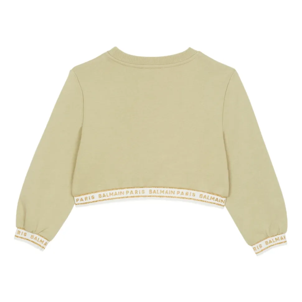 Cropped genser med strikk