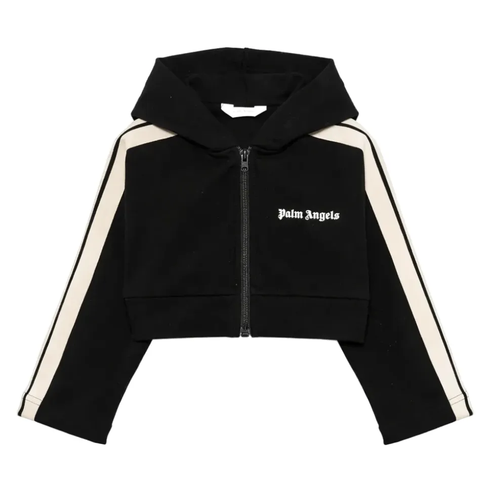 Curved Logo Track Crop Hoodie