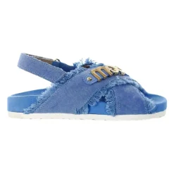 Denim Blå Håndlagde Barne Sandaler