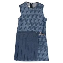 Denim bomullskjole med monogram