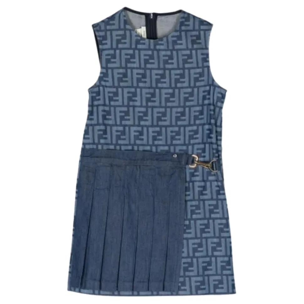 Denim bomullskjole med monogram