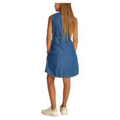 Denim Kjole med Rund Hals