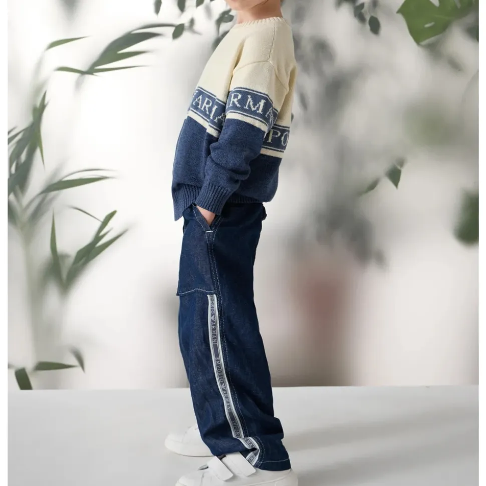 Denim Lin Jeans Over i Blå