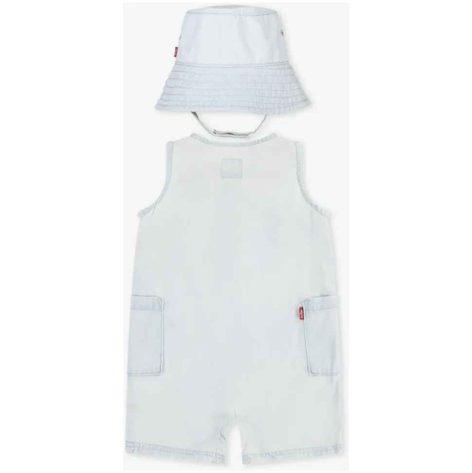 Denim Romper og Bucket Hat